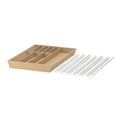 Ikea Uppdatera Cutlery Tray/spice Rack, White/bamboo, 26x19 ½ "