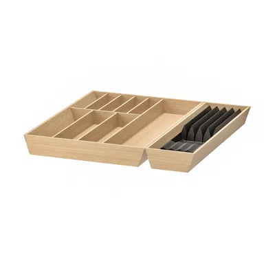 Ikea Uppdatera Flatware Tray/tray With Knife Rack, Anthracite/light Bamboo, 20x19 1/2 "