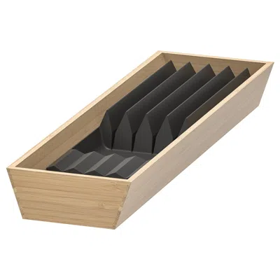 Ikea Uppdatera Tray With Knife Rack, Light Bamboo/anthracite, 6x19 1/2 "