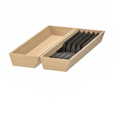Ikea Uppdatera Utensil Tray/tray With Knife Rack, Anthracite/light Bamboo, 12x19 1/2 "