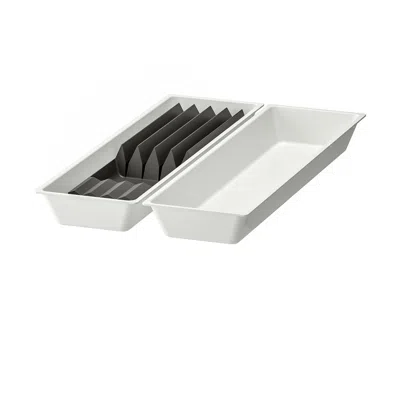 Ikea Uppdatera Utensil Tray/tray With Knife Rack, White/anthracite, 12x19 1/2 "