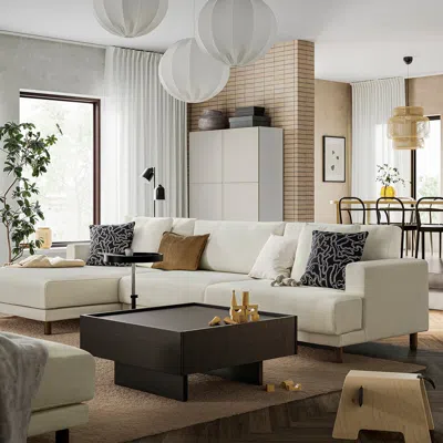 Ikea Uppåkra 4.5-seat Mod Sofa, With Chaise, Left/axvall Off-white, Width: 143 1/4 "
