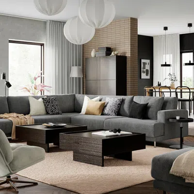 Ikea Uppåkra Mod Corner Sofa, 6 Seat, Johanneshov Dark Gray, Height: 37 3/8 "