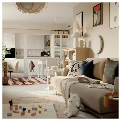 Ikea Uppåkra Sectional, 3-seat, Johanneshov Brown-beige, Depth: 42 1/8 "