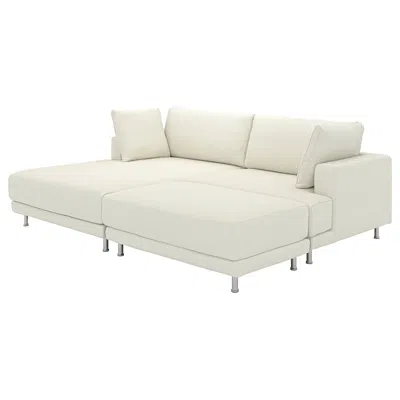 Ikea Uppåkra Sectional, 3-seat, With Chaise, Left With Footstool/axvall Off-white, Depth: 70 7/8 "