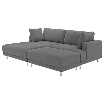 Ikea Uppåkra Sectional, 3-seat, With Chaise, Left With Footstool/johanneshov Dark Gray, Depth: 70 7/8 "