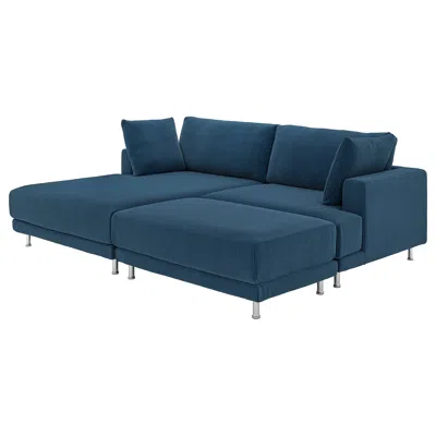 Ikea Uppåkra Sectional, 3-seat, With Chaise, Left With Footstool/samsala Dark Blue, Depth: 70 7/8 "