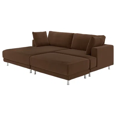 Ikea Uppåkra Sectional, 3-seat, With Chaise, Left With Footstool/samsala Dark Brown, Depth: 70 7/8 "