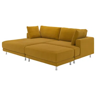 Ikea Uppåkra Sectional, 3-seat, With Chaise, Left With Footstool/samsala Yellow-brown, Depth: 70 7/8 "