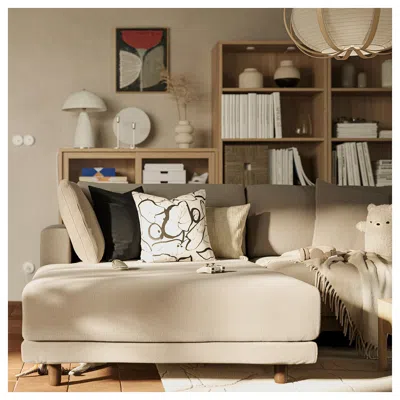 Ikea Uppåkra Sectional, 3-seat, With Chaise, Left/johanneshov Brown-beige, Depth: 70 7/8 "
