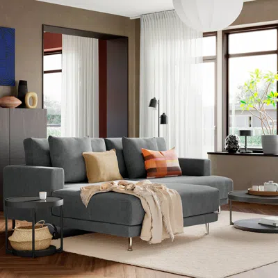 Ikea Uppåkra Sectional, 3-seat, With Chaise, Left/johanneshov Dark Gray, Depth: 70 7/8 "