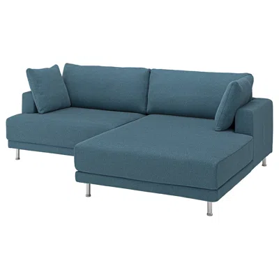 Ikea Uppåkra Sectional, 3-seat, With Chaise, Right/axvall Dark Gray-blue, Depth: 70 7/8 "