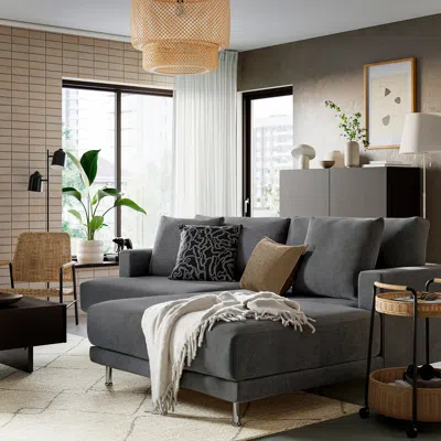 Ikea Uppåkra Sectional, 3-seat, With Chaise, Right/johanneshov Dark Gray, Depth: 70 7/8 "