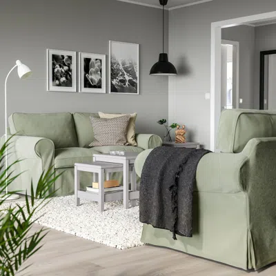 Ikea Uppland Loveseat, Hakebo Gray/green, Height Including Back Cushions: 36 1/4 "