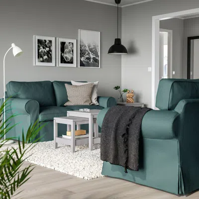 Ikea Uppland Loveseat, Kelinge Gray-turquoise, Height Including Back Cushions: 36 1/4 " In Green