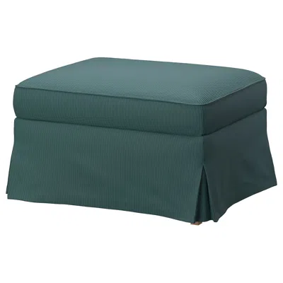 Ikea Uppland Ottoman With Storage, Kelinge Gray-turquoise