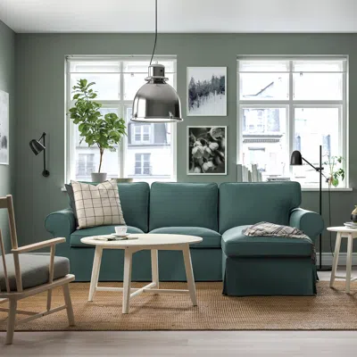 Ikea Uppland Sofa With Chaise, Kelinge Gray-turquoise, Width: 101 5/8 " In Green