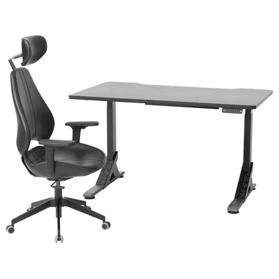 Ikea Uppspel / Gruppspel Gaming Desk And Chair, Black/grann Black, 55 1/8x31 1/2 "