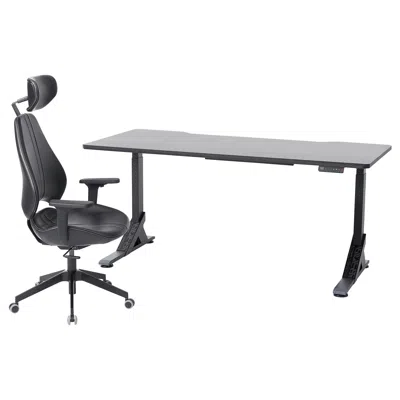 Ikea Uppspel / Gruppspel Gaming Desk And Chair, Black/grann Black, 70 7/8x31 1/2 "