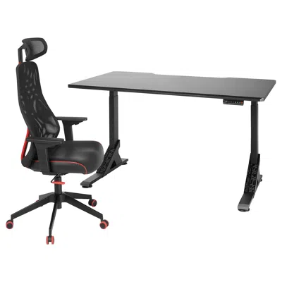 Ikea Uppspel / Matchspel Gaming Desk And Chair, Black, Depth: 31 1/2 "