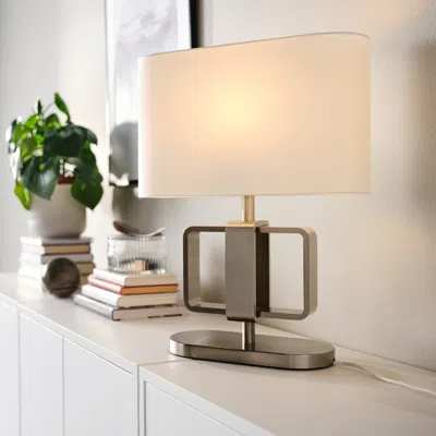 Ikea Uppvind Table Lamp, Nickel Plated/white, 19 "