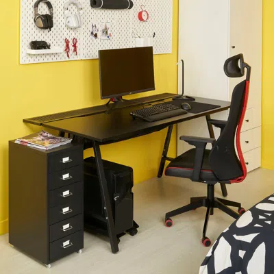 Ikea Utespelare / Matchspel Gaming Desk, Chair And Drawer Unit, Black, Max. Seat Height: 23 1/4 "