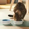 Ikea Utsådd Pet Bowl, Stripe Pattern Black-blue/gray-blue, 4 ½ "