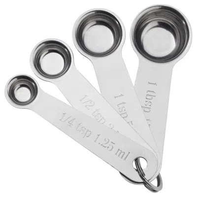 Ikea Vardagen Measuring Spoons, Set Of 4 In Silver