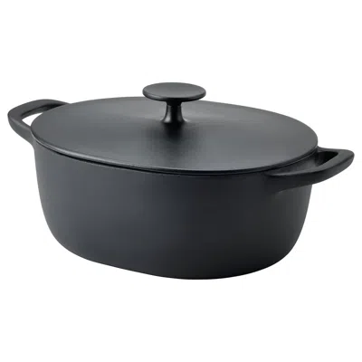 Ikea Vardagen Pot With Lid, Enamelled Cast Iron Matte/black, 5.3 Qt