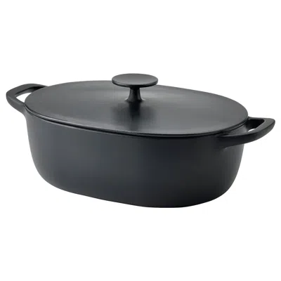 Ikea Vardagen Pot With Lid, Enamelled Cast Iron Matte/black, 6.9 Qt