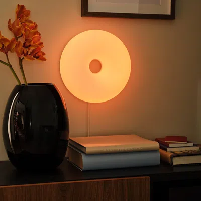 Ikea Varmblixt Led Table/wall Lamp, Dimmable Smart/white Glass Color And White Spectrum, 12 " In Orange