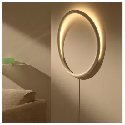 Ikea Varmblixt Led Wall Lamp, White Metal/circle, Cord Length: 6 ' 7 "