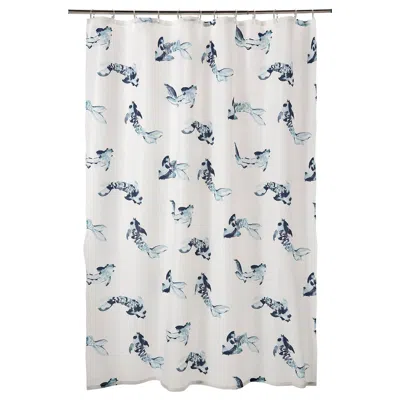 Ikea Vattensjön Shower Curtain, White Blue/fish, 71x71 "