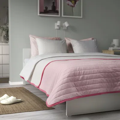 Ikea Vetejordfly Bedspread, Pink/white, Full/queen
