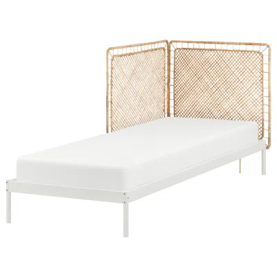 Ikea Vevelstad Bed Frame With 2 Headboards, White/tolkning Rattan, Twin