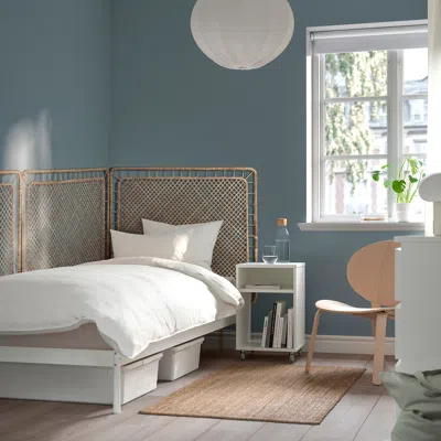 Ikea Vevelstad Bed Frame With 3 Headboards, White/tolkning Rattan, Twin