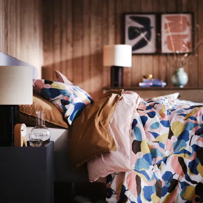 Ikea Videoxbär Duvet Cover And Pillowcase(s), White/multicolor, King