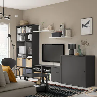 Ikea Vihals Tv/storage Combination, Dark Gray, 132 5/8x18 1/2x78 3/4 "