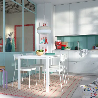 Ikea Vihals / Vihals Table And 4 Chairs, White White/white, 49 1/4x29 1/8 "