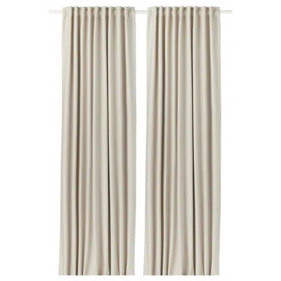 Ikea Vilborg Room Darkening Curtains, 1 Pair, Beige/with Heading Tape, 57x84 "