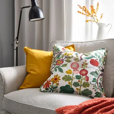 Ikea Vildpersilja Cushion Cover, White Multicolor/floral Pattern, 20x20 "