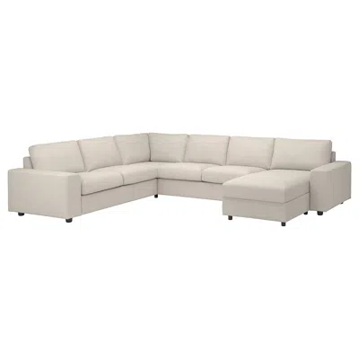 Ikea Vimle Cover For Sectional, 5-seat, With Chaise With Wide Armrests/gunnared Beige, Height Including B In Brown