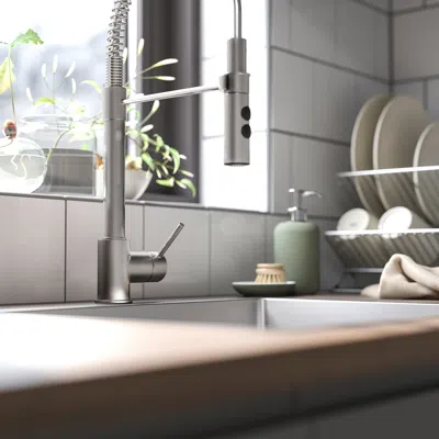 Ikea Vimmern Kitchen Faucet With Handspray, Stainless Steel Color, Height: 18 1/2 "