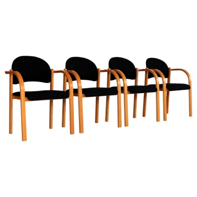 Pre-owned Ikea Vintage Conference Chairs Set Of 4, Wood & Fabric, 1990s In Brown