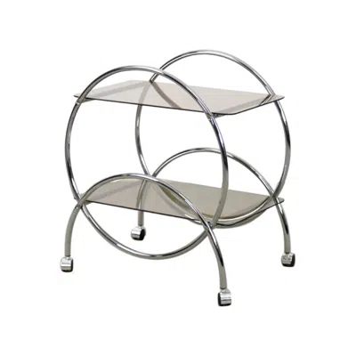 Pre-owned Ikea Vintage Glamour Art Déco Bar Cart Chrome & Smoked Glass From , 1970s In Gray