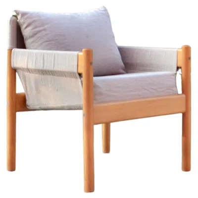 Pre-owned Ikea Vintage  1978 Christer Blomquist Model Frej Canvas Sling Lounge Chair In Brown