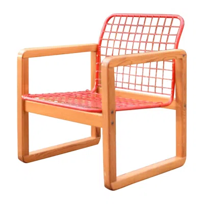 Pre-owned Ikea Vintage  1982 Model Sälen By Knut & Marianne Hagberg Pine Lounge Arm Chair In Brown