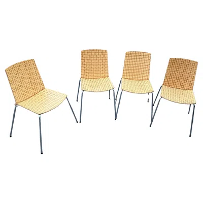 Pre-owned Ikea Vintage  Eliot Bamboo Weave Dining Chairs - Set Of Four In Sand