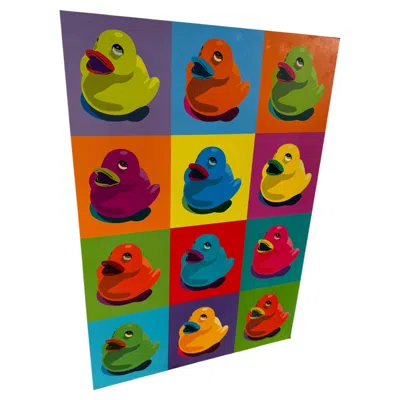 Pre-owned Ikea Vintage  Knista Rubber Ducks Warhol Style Poster On Board In Black