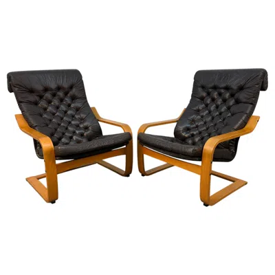 Pre-owned Ikea Vintage  "poem" Chairs By Noboru Nakamura In Brown